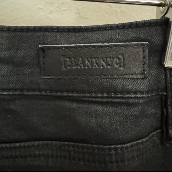 BLANKNYC Coated Waxed Denim Mini Skirt Black Stretch Style# 74X-0181MX - Picture 10 of 14